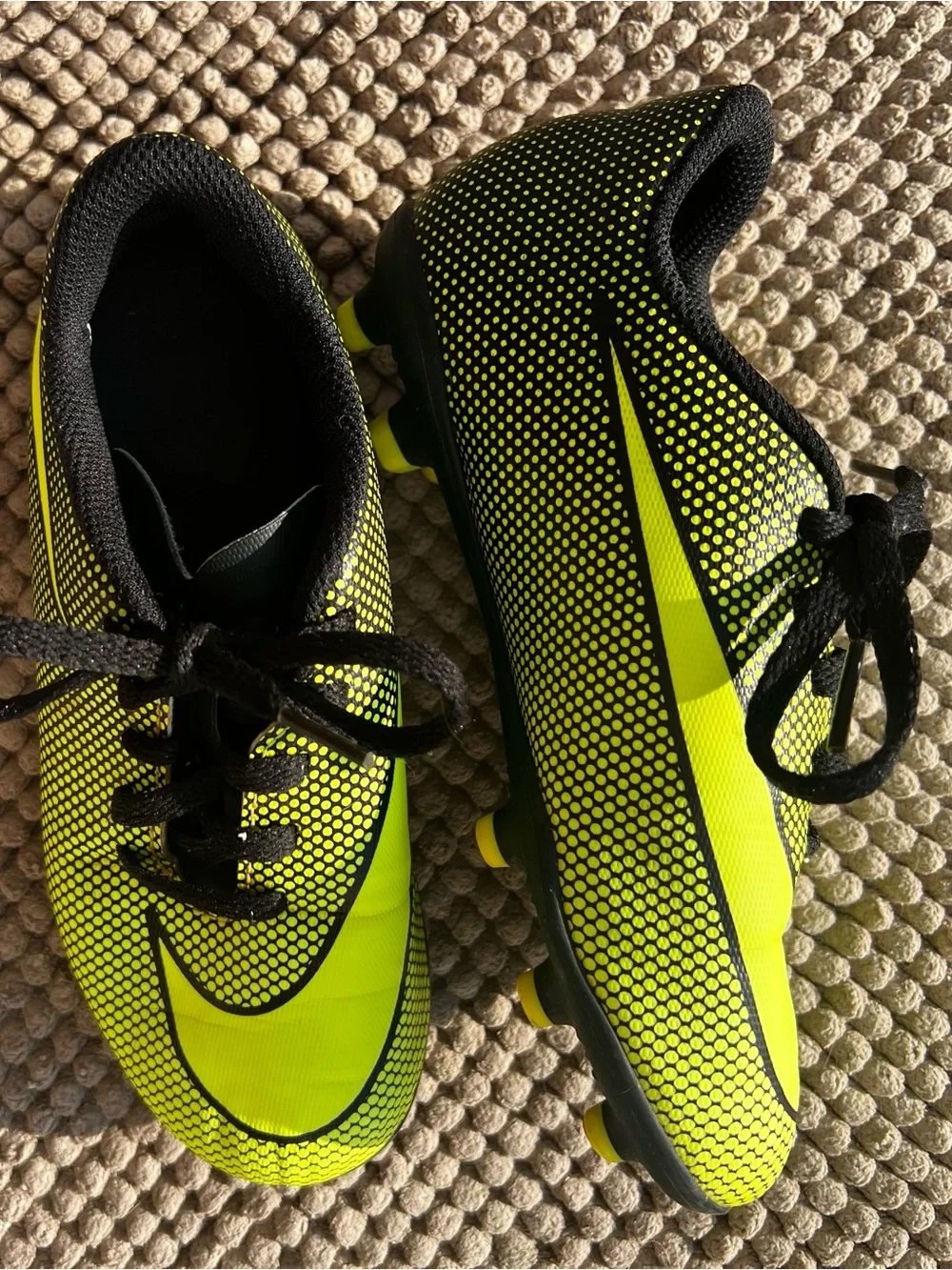Nike Youth Soccer Cleats- black and neon yellow size 12C